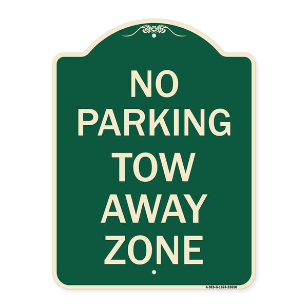 No Parking Tow Away Zone Heavy-Gauge Aluminum Architectural Sign, 24" x 18", G-1824-23650